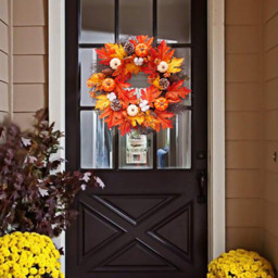 Artificial Autumn Wreath Decor  - Orange - thumbnail 5