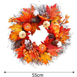 Artificial Autumn Wreath Decor  - Orange - thumbnail 3