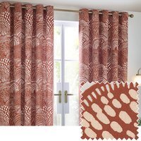 Set of 2 Nola Abstract Cotton Eyelet Curtains - Chestnut / 117cm / 137cm - image 1
