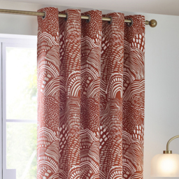 Set of 2 Nola Abstract Cotton Eyelet Curtains - Chestnut / 117cm / 137cm - thumbnail 4