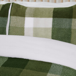 Teddy Fleece Check Duvet Set - Green / Double - thumbnail 3