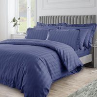 Premium Look Satin Stripe patterened duvet set - Navy / Double