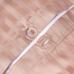 Satin Stripe Egyptian Cotton Duvet Cover with Pillowcase - Taupe / Superking - thumbnail 3