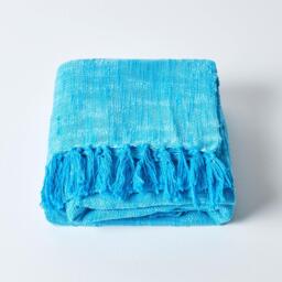 Nirvana Slub Cotton Throw - Teal / 360cm - thumbnail 3