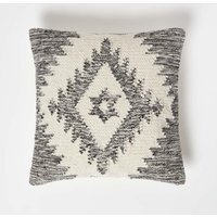 Homescapes Karu Handwoven Geometric Grey Kilim Cushion - Cream