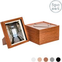 "3D Box Photo Frame - 8 x 8"" with 6 x 6"" Mount - Pack of 5 - Dark Wood/Ivory"