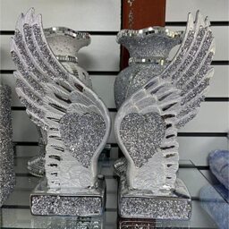 Crushed Diamond Sparkly Pair Angel Ornament - Silver - thumbnail 2