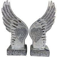 Crushed Diamond Sparkly Pair Angel Ornament - Silver - thumbnail 1
