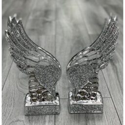 Crushed Diamond Sparkly Pair Angel Ornament - Silver - thumbnail 3
