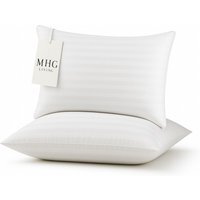Ultra Soft Striped Microfibre Pillow Hotel Quality Soft Medium Support - White / 1 - image 1