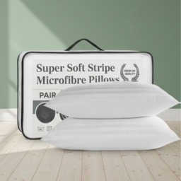 Ultra Soft Striped Microfibre Pillow Hotel Quality Soft Medium Support - White / 1 - thumbnail 4