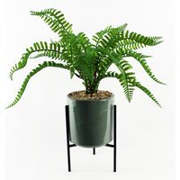 Artificial Fern with Ceramic Planter Stand - Fern Ceramic Planter & Stand