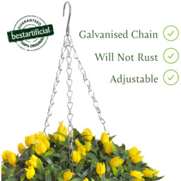 Best Artificial Outdoor 28cm Yellow Tulip Hanging Basket Flower Topiary Ball - Yellow - thumbnail 3