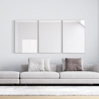 3 x Matt Silver Aluminium Framed Modern Wall Mirror - Silver - image 1