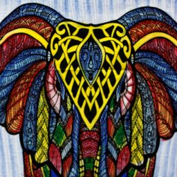 Handbrushed Cotton Wall Art Elephant MultiColor - Multicolor - thumbnail 3
