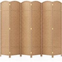 6-Panel Tall Folding Privacy Screen - Brown