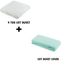 Junior Joy Baby 9 TOG Cot Duvet and Duvet Cotton Cover Set 100x120cm - Mint