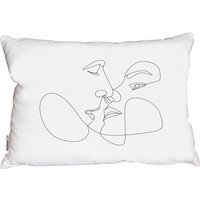 Couple Kiss In Line Art Outdoor Cushion - White - thumbnail 1