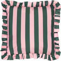 Palm Royale Stripe Ruffle Printed Outdoor Cushion - Pink/Green - image 1