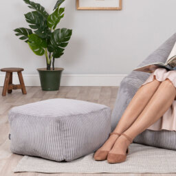 icon Giant Cord Armchair Bean Bag with Footstool - Grey - thumbnail 5