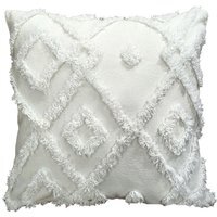 Shabby Chic Tuft Cushion - White - thumbnail 1