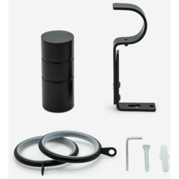 Black Nickel 28mm Barrel Fixed Length Metal Curtain Pole - Black Nickel / 450cm - thumbnail 4