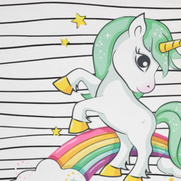 Flatweave Unicorn Kids Bedroom Chenille Rug  - Green and Multi - thumbnail 2