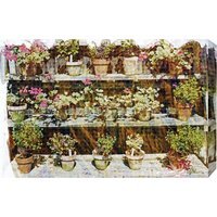 Flower Plant Pots Graphic Art on Canvas - Green / 112cm - thumbnail 1