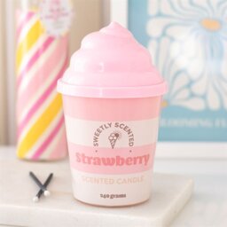 Strawberry Ice Cream Scented Candle Retro Pink Summer Decor - Cream - thumbnail 5