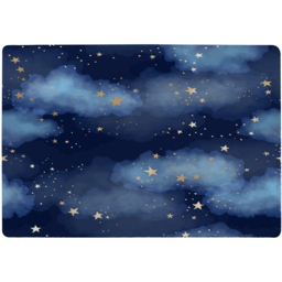 Dark Blue Sky With Gold Foil Constellations Designer Rug - Blue / 110cm - thumbnail 2