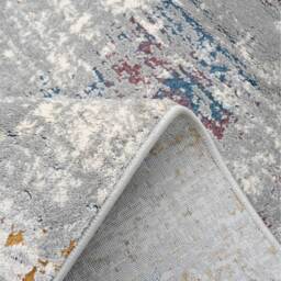 Silver Grey Blue Distressed Abstract Living Area Rug - Grey / 170 x 120cm - thumbnail 4