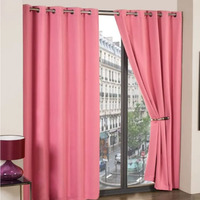 Woven Thermal Blackout Eyelet Curtains - Pink / 168cm / 228cm