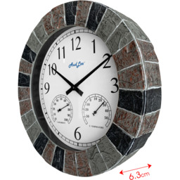 Faux Slate Thermometer and Hygrometer Clock - Grey/Red/Black Frame Color - thumbnail 5