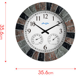 Faux Slate Thermometer and Hygrometer Clock - Grey/Red/Black Frame Color - thumbnail 4