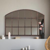 MirrorOutlet The Kirkby Rustic Metal Arched Shape Decorative Window Wall Mirror - Brown - image 1