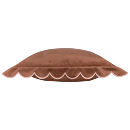 Lil Scallop Velvet Cushion - Chestnut-Natural / Polyester - thumbnail 3