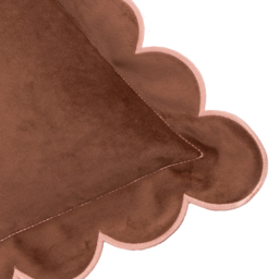 Lil Scallop Velvet Cushion - Chestnut-Natural / Polyester - thumbnail 4