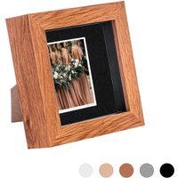 "3D Box Photo Frame - 4 x 4"" with 2 x 2"" Mount - Dark Wood/Black"