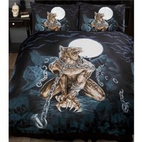 Alchemy Loups Garou Duvet Cover Set Gothic Werewolf Bats - Black / Single - thumbnail 1