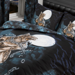 Alchemy Loups Garou Duvet Cover Set Gothic Werewolf Bats - Black / Single - thumbnail 2