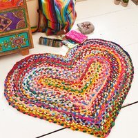 Chindi Recycled Cotton Braided Heart Shaped Rug - Natural - image 1