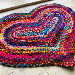 Chindi Recycled Cotton Braided Heart Shaped Rug - Natural - thumbnail 2