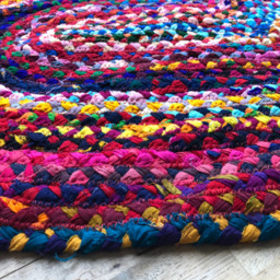 Chindi Recycled Cotton Braided Heart Shaped Rug - Natural - thumbnail 3
