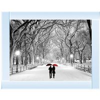 Walk through the snowy park Glitter Liquid Wall Art Dcor - Silver