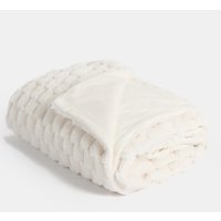Thick Faux Fur Waffle Throw - Cream - image 1