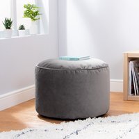 icon Milano Round Velvet Pouffe - Grey - thumbnail 1