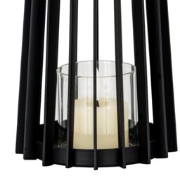 Lynk Small Lantern with Handle Glass Candle Holder - Black - thumbnail 2