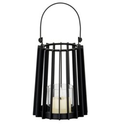 Lynk Small Lantern with Handle Glass Candle Holder - Black - thumbnail 5