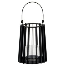 Lynk Small Lantern with Handle Glass Candle Holder - Black - thumbnail 4