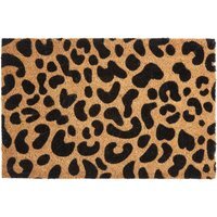 Leopard Print Coir Doormat - Brown